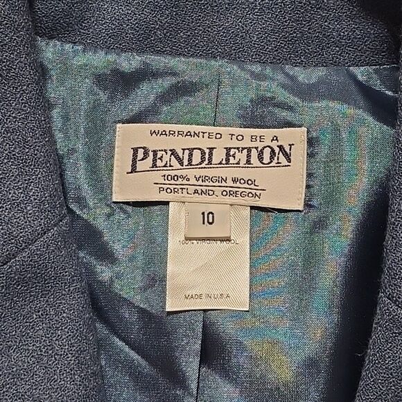VTG Blue Virgin Wool Blazer Sz10 Pendleton Open Front Corp Chic Academic Capsule - Picture 3 of 16